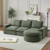 Sofá de chenille com elementos curvos, totalmente comprimido e sem estrutura, sofá modular combinável com chaise longue em L, sofá de espuma comprimida W3349S00061