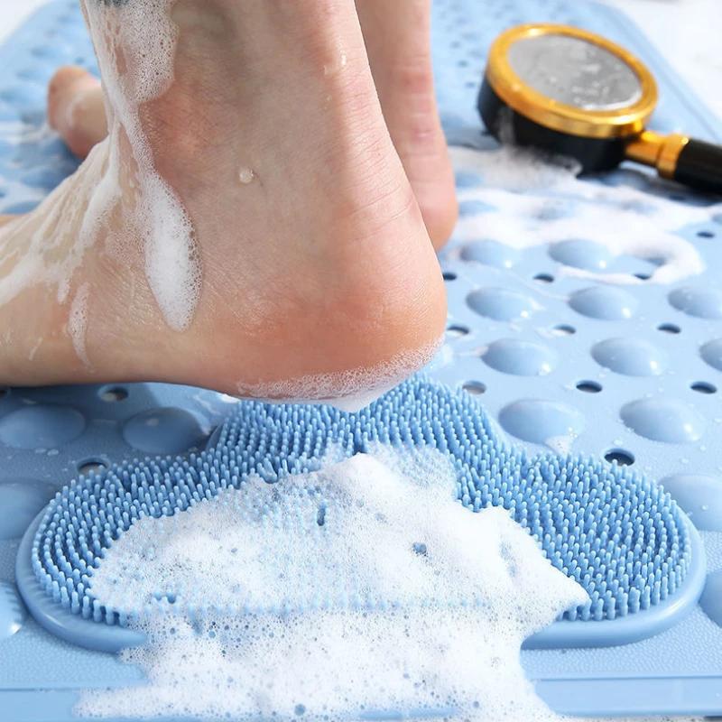 Bathroom Shower Mat Foot Massager With Non-Slip Pad Suction Cups Bathroom Mat Silicone Suction Cup Massage Brush For Bathroom