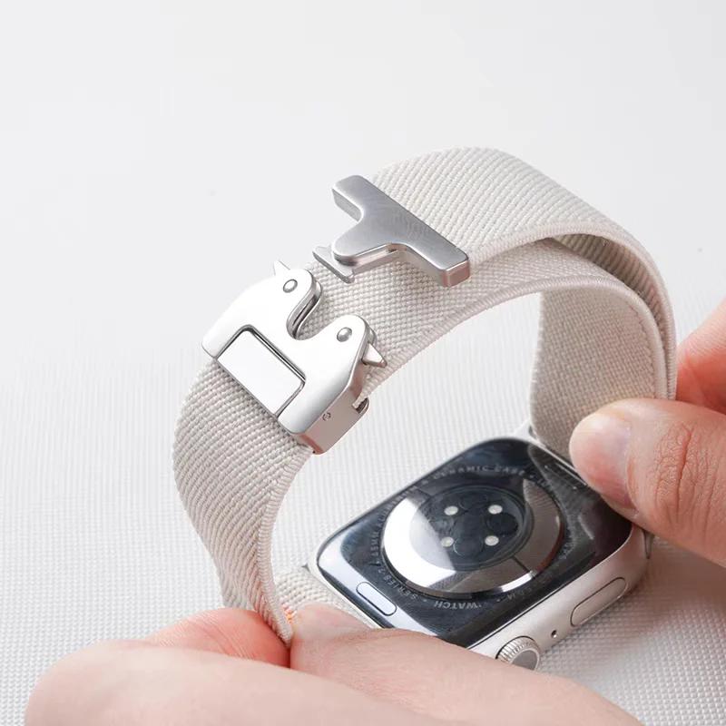 Nylon Loop Strap For Apple Watch Ultra 2 Band 49mm 44mm 46mm 42mm 40mm 45mm 41mm Elastic Bracelet IWatch Series 10 9 8 7 6 3 SE
