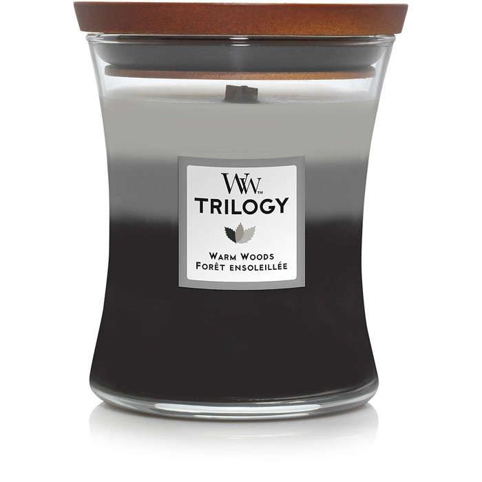 Woodwick candela clessidra media medium jar warm woods