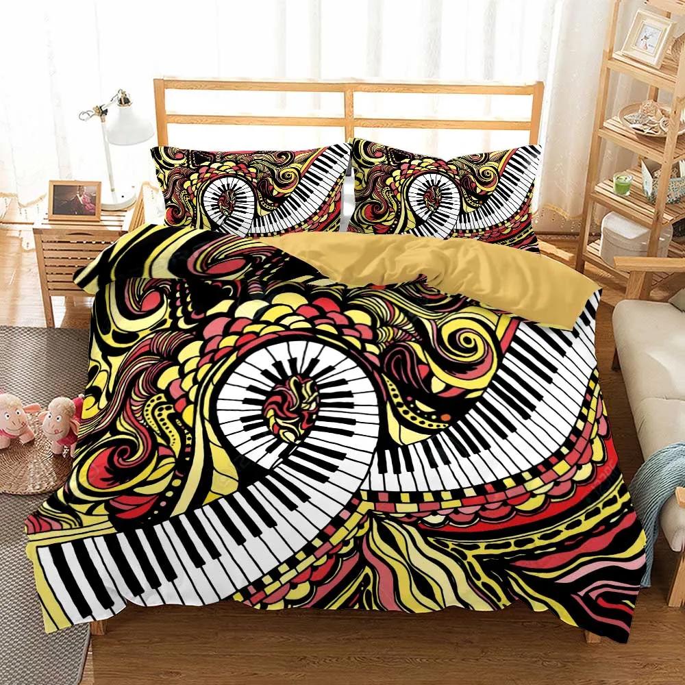 

Принт Музыка Пианино Комплекты Пододеяльников Постельное Белье Роскошный Западный Акварельный Постельный Принадлежности Dekbedovertrek 200x200 Постельное Белье Комплект Одеяла EU single(135x200cm)