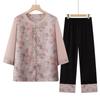 Elderly Women's Chinese Style Floral Shirt Set