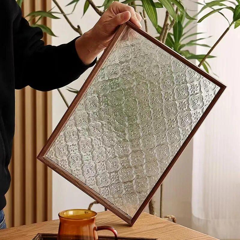 Retro Begonia Rectangular Wooden Tray for Kitchen & Dining - Dessert Plate, Teacup & Fruit Tray