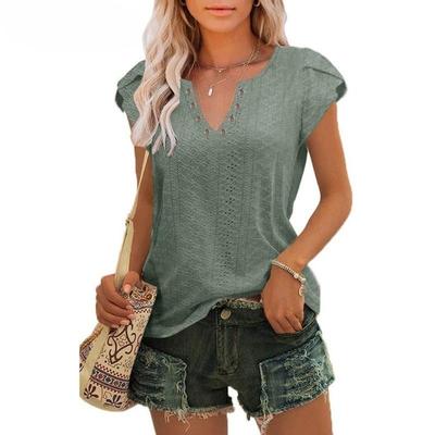 T-shirt Estiva da Donna, T-shirt Casual Larga a Maniche Corte Monocolore