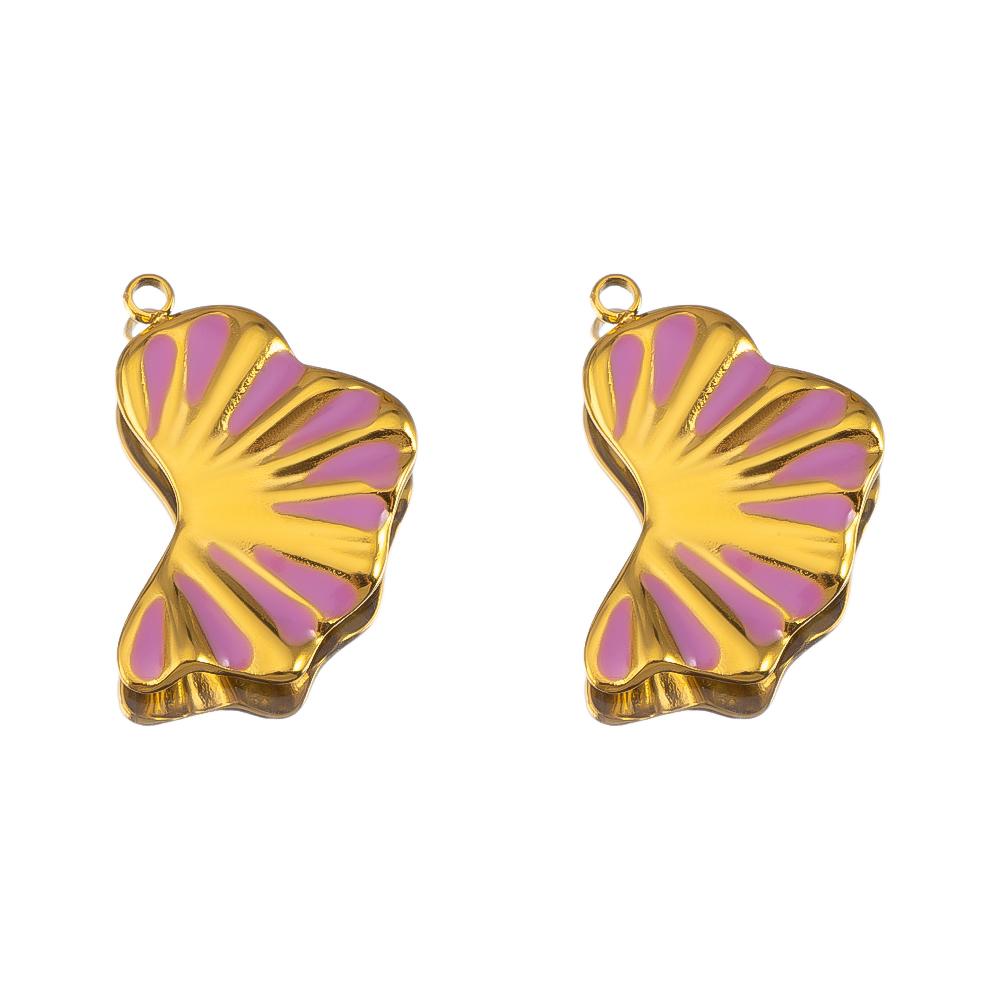 2pcs Stainless Steel 304 Multi-Design Enamel Pendant Lavender Purple Series For DIY Necklace Earrings Jewelry Findings Accessory