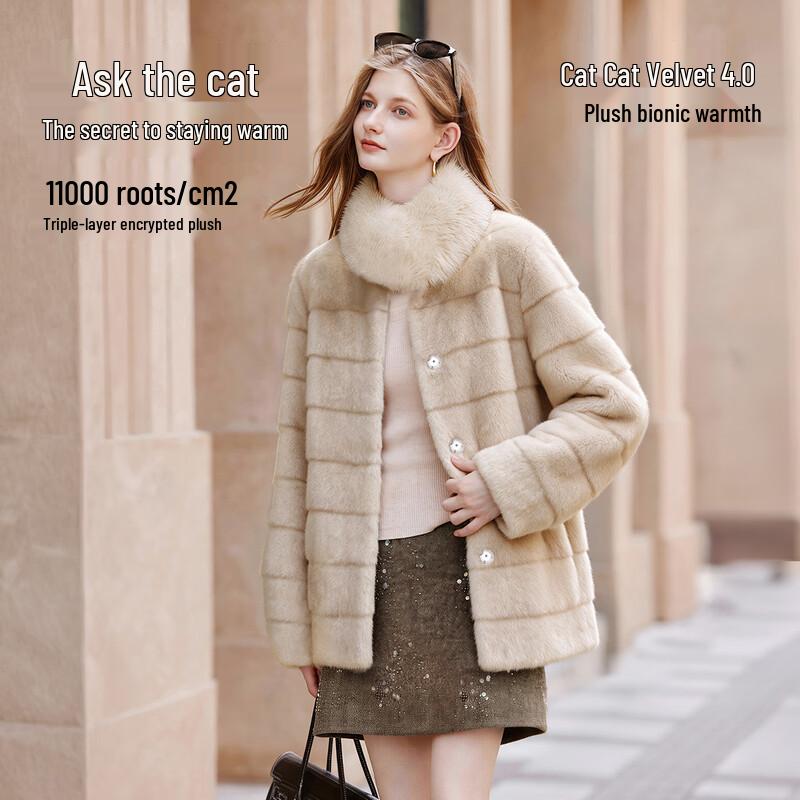 Xiangying Plüsch Winterjacke mit Kunstpelz