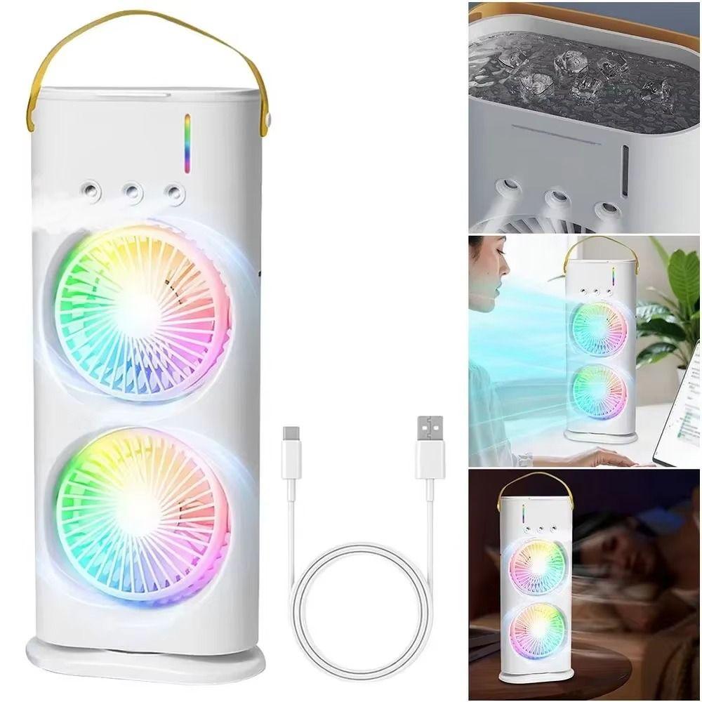3 In 1 Air Conditioner Portable Humidifier Household LED Night Light Home