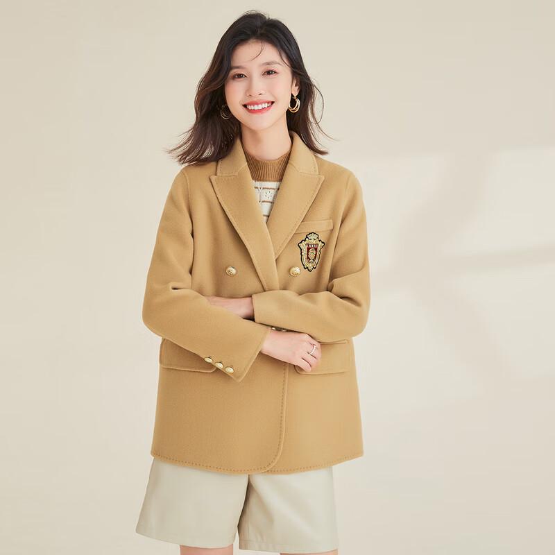 

Jinju Women s 100% Merino Wool Double-Faced Lapel Winter Coat M