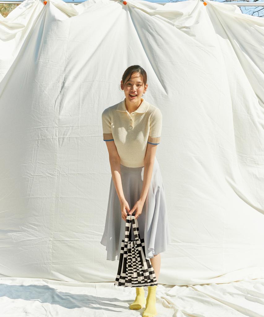 Pleatsmama Grid Black Tote Bag