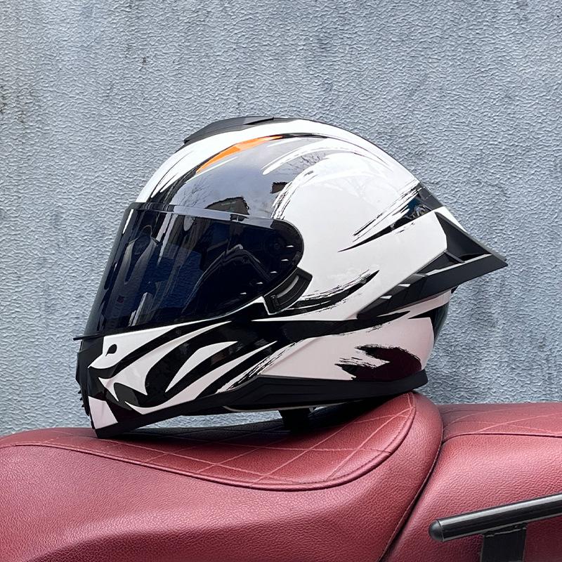 Full Helmet Double Mirror Helmet Men's Four Seasons Universal Hard Hat Female Knight Locomotive Double Lenses