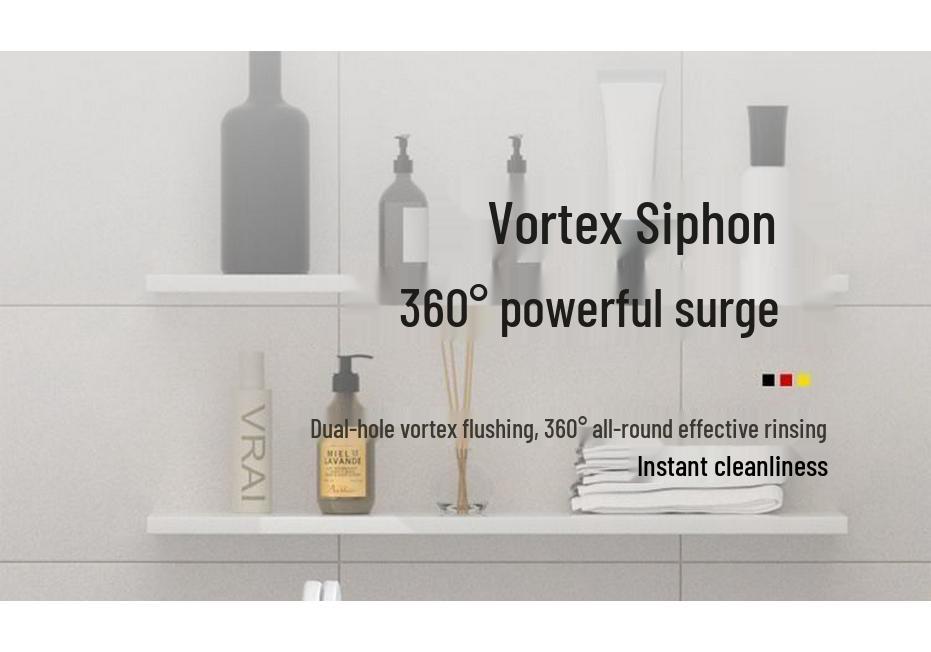 Compact High-Flush Silent Toilet with Swirl Siphon and Deodorant Seat