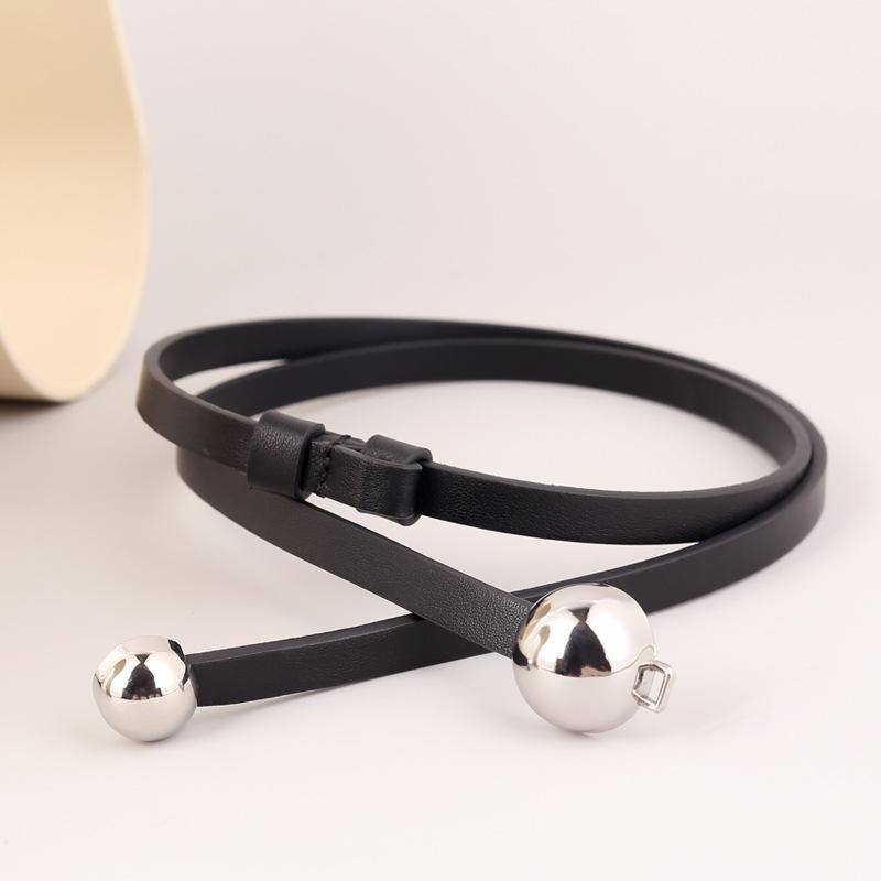 Leather Thin Belt Women'S Small Gourd Buckle Casual Decoration With Dress