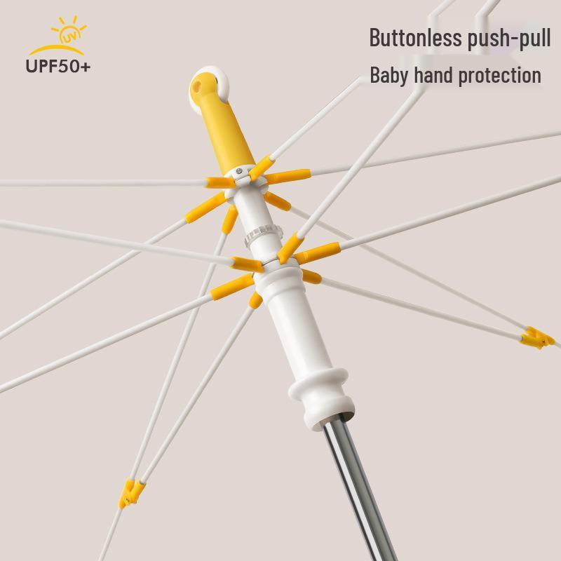 Children's Safety Cartoon Umbrella with Black Glue, Reflective Edging, and Crook Handle