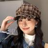 Vintage Plaid Winter Octagonal Hat Women, Spring and Autumn Face-Shaping Artist Hat, Elegant Versatile Beret Female New
