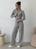 Autumn and Winter New European and American Women's Clothing Casual Solid Color Double Zipper Knitted Top Lace-up Wide-leg Pants Two-piece Set