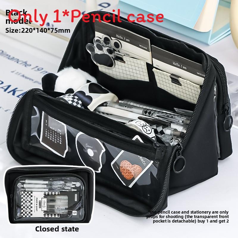Canvas Multicompartment Pencil Case With Detachable Design For Students And School Use