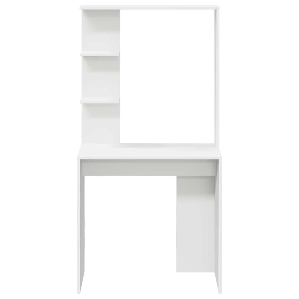 White Desk with Shelf 78.5 x 37 x 154.5 cm Engineered Wood