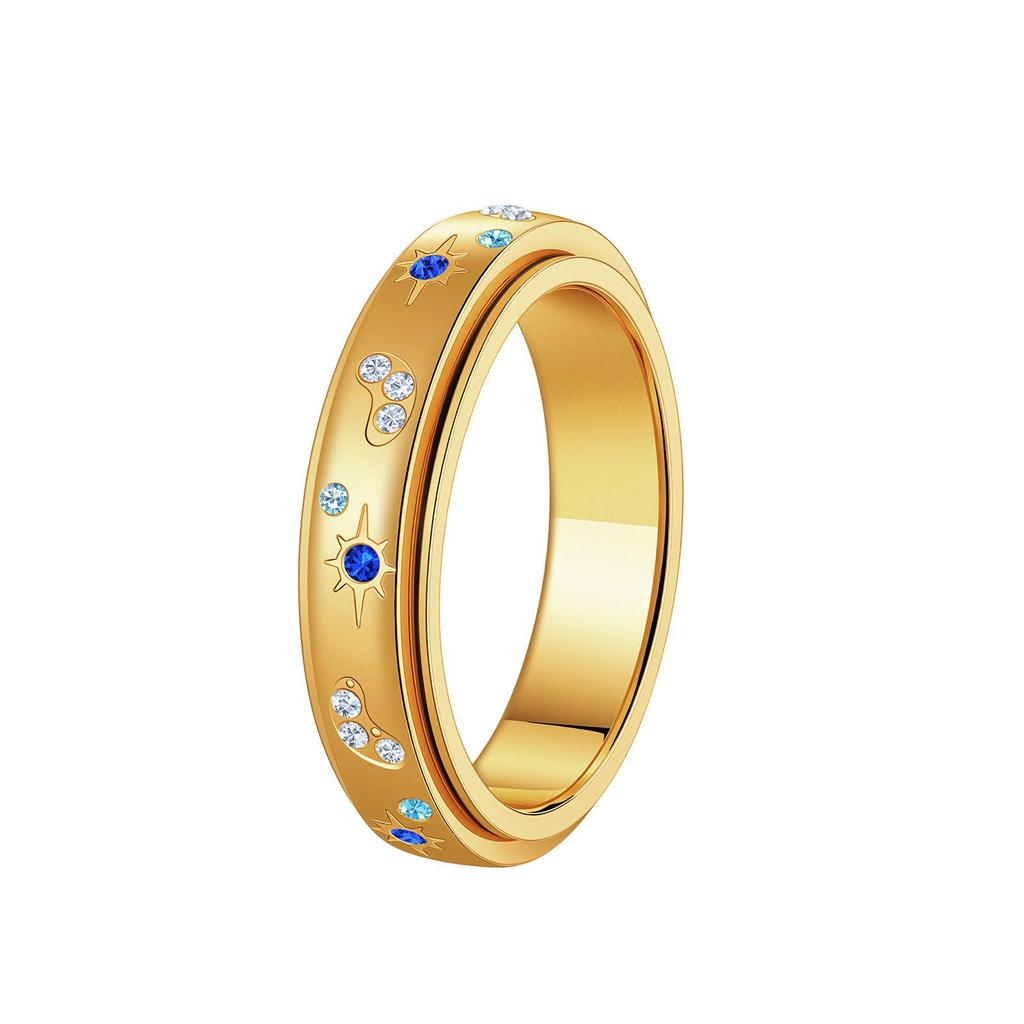 Europäisches und Amerikanisches Stern Sonne Schmetterling Strass Edelstahl Damen Ring Set