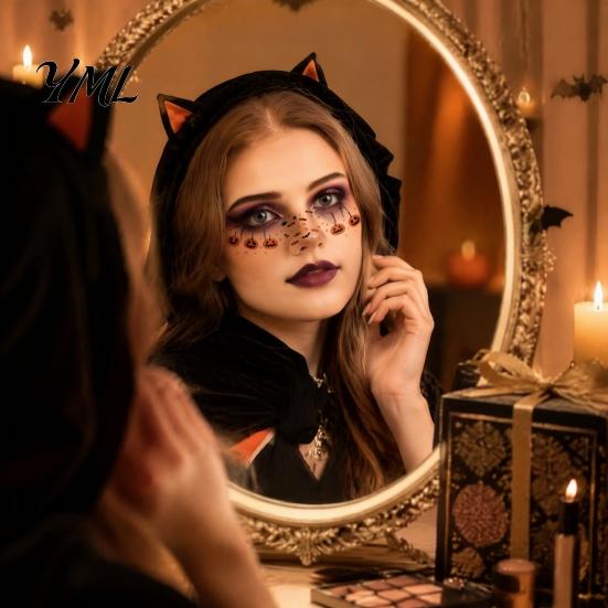 Temporary Tattoos for Adults Kids Halloween Tattoo Stickers, Face Decals Party Makeup, Cosplay Makeup Accessories Waterproof Pumpkin Bat Bloodstain
