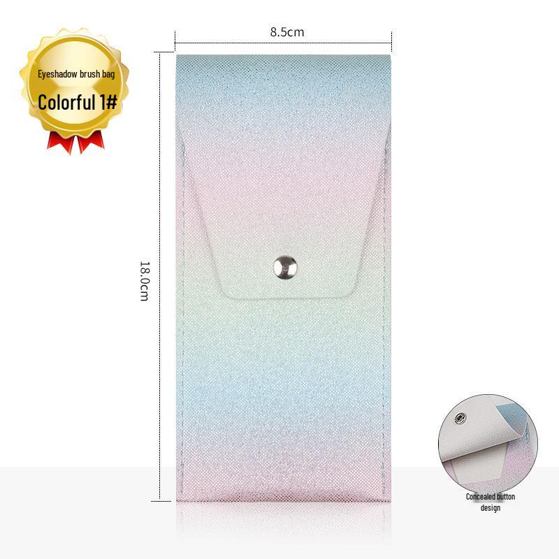 High-End Portable Gradient Eyeshadow Makeup Brush Bag - Soft Leather, Colorful, and Stylish.