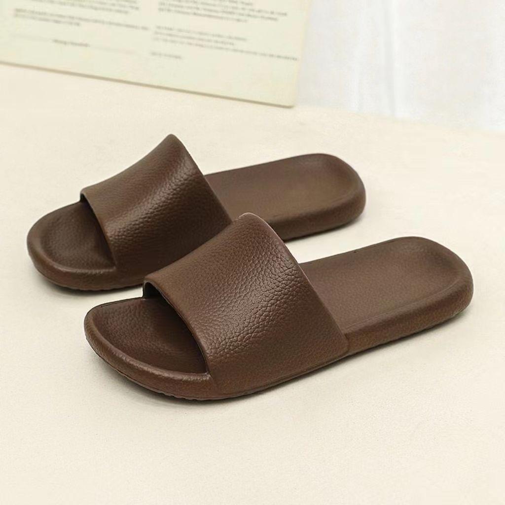 Leather pattern cool slippers thick bottom men's and women's home non-slip bathroom non-smelly feet home indoor summer