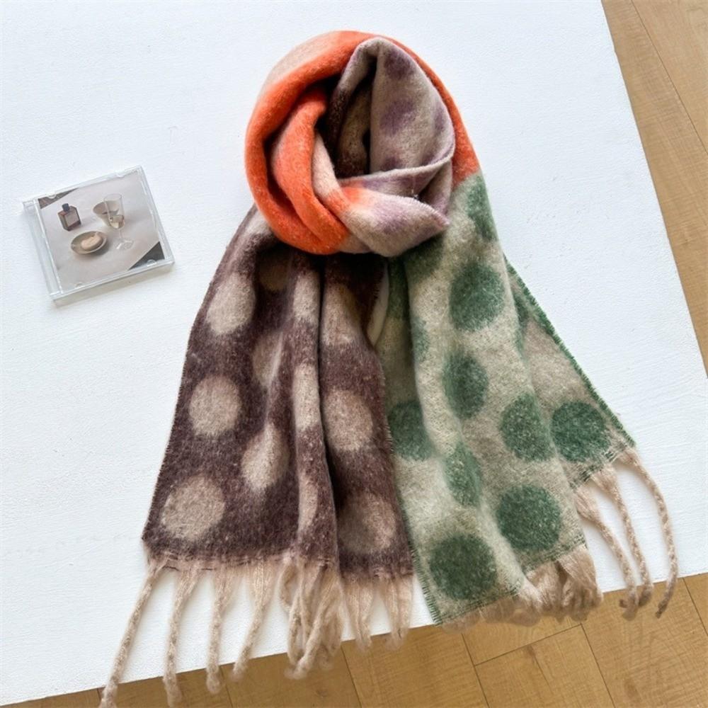 Thick Polka Dot Pattern Shawl Warm Fabric Blanket Scarf Cozy Comfort Neck Wrap Casual