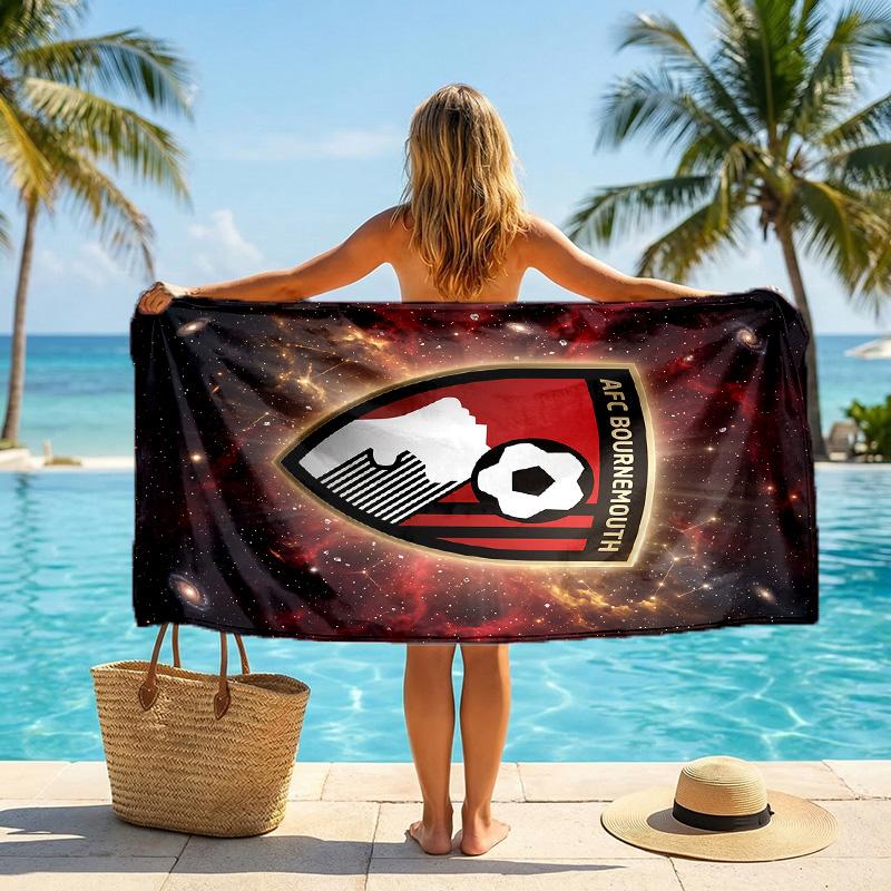Bournemouth Fußball Strandtuch Weiches Mikrofaser Sommerhandtuch Schnelltrocknendes Saugfähiges Handtuch für Strand Schwimmbad Reisen