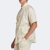 Adidas Originals Trefoil Solid Single-Breasted Short Sleeve Shirt Men Tops Beige HK2734