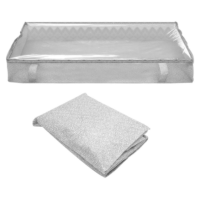 

Foldable Under Bed Bags Large Under Bed Storage Boxes Thick Breathable Underbed Clothes Storage Bags Zippered Organizer-B61B серый
