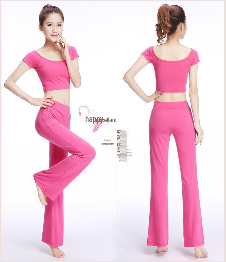 Svarta bomullsbyxor med utsvängda ben för damer, för träning - Klassisk, Folklig, Latin och Square