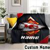 Custom Name Kansas City Chiefs Logo Throws Blanket Flannel Blankets for Couch Bed Gifts for Men Women Picnic Blanket Christmas Fan Gifts