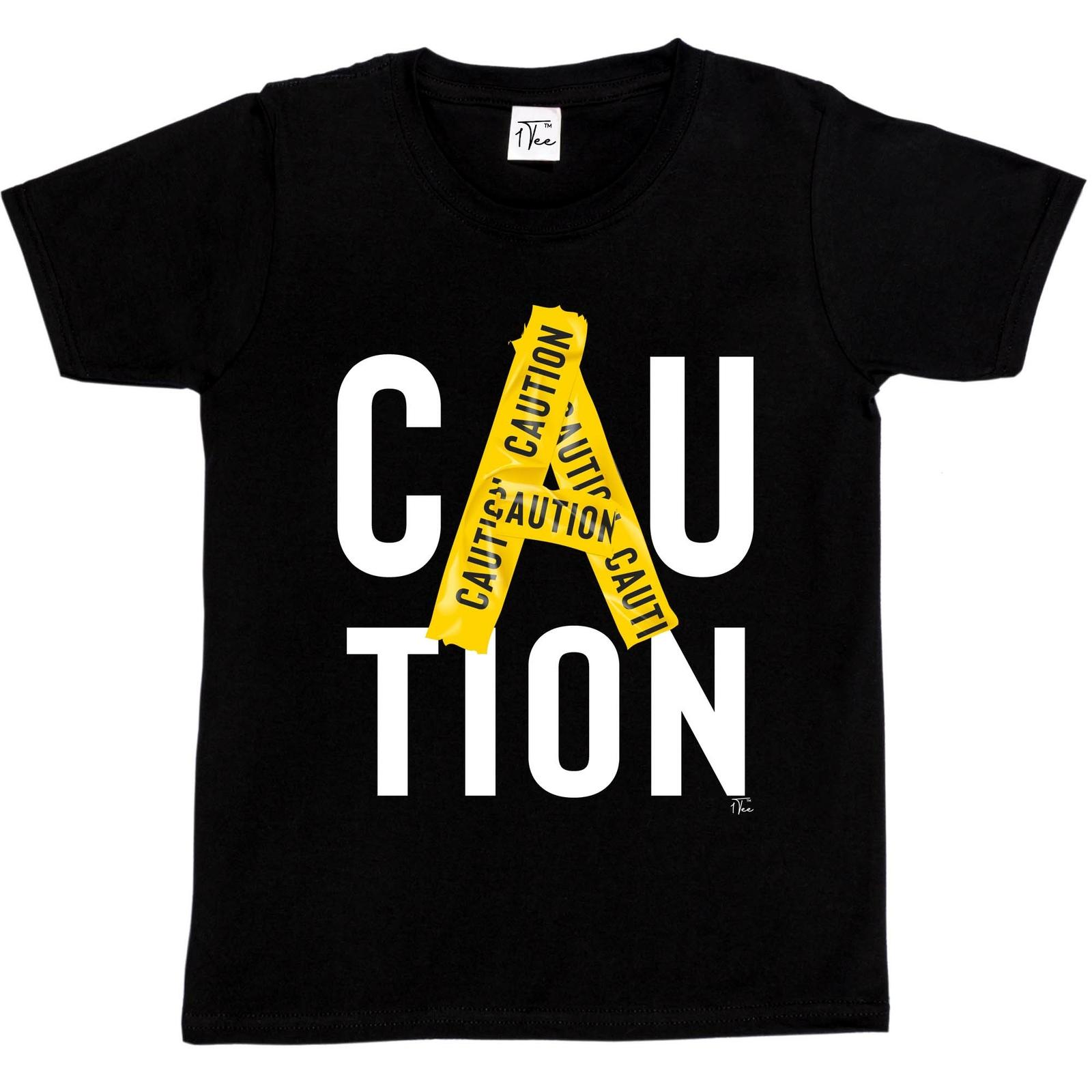 1Tee Kids Boys Caution Tape T-Shirt XL