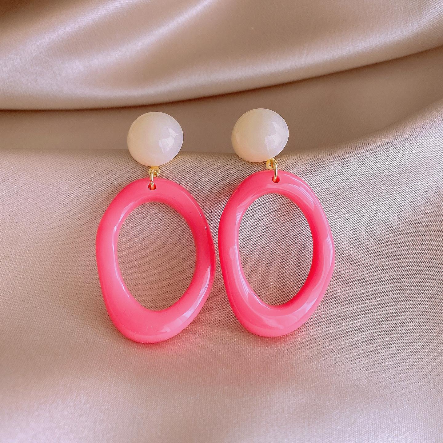 Spring _ dopamine color Hong Kong style earrings female niche design seaside vacation exaggerated stud earrings ear jewelry