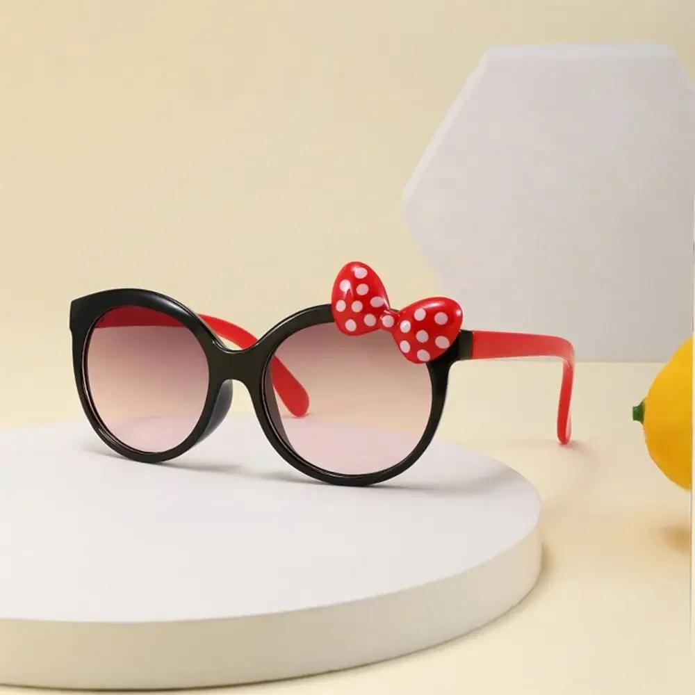 Cute Bow Sunglasses UV400 Round Frame Kids Princess Eyewear Sun Protection for Party Travel Beach Holiday Gifts