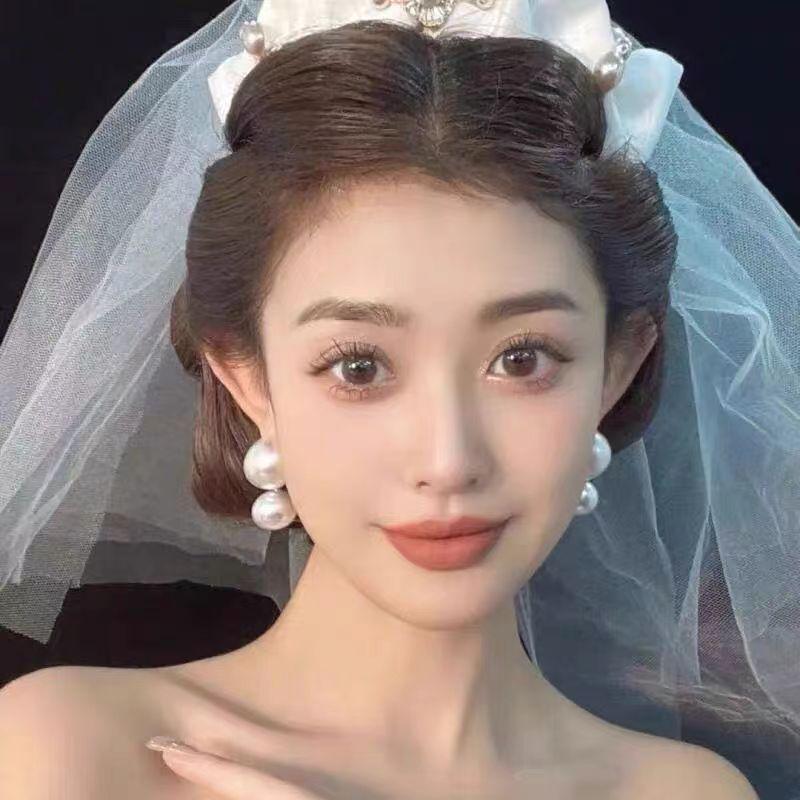 925 Silver Retro Hepburn Large Pearl Earrings for Brides - Elegant French-Style Stud Jewelry