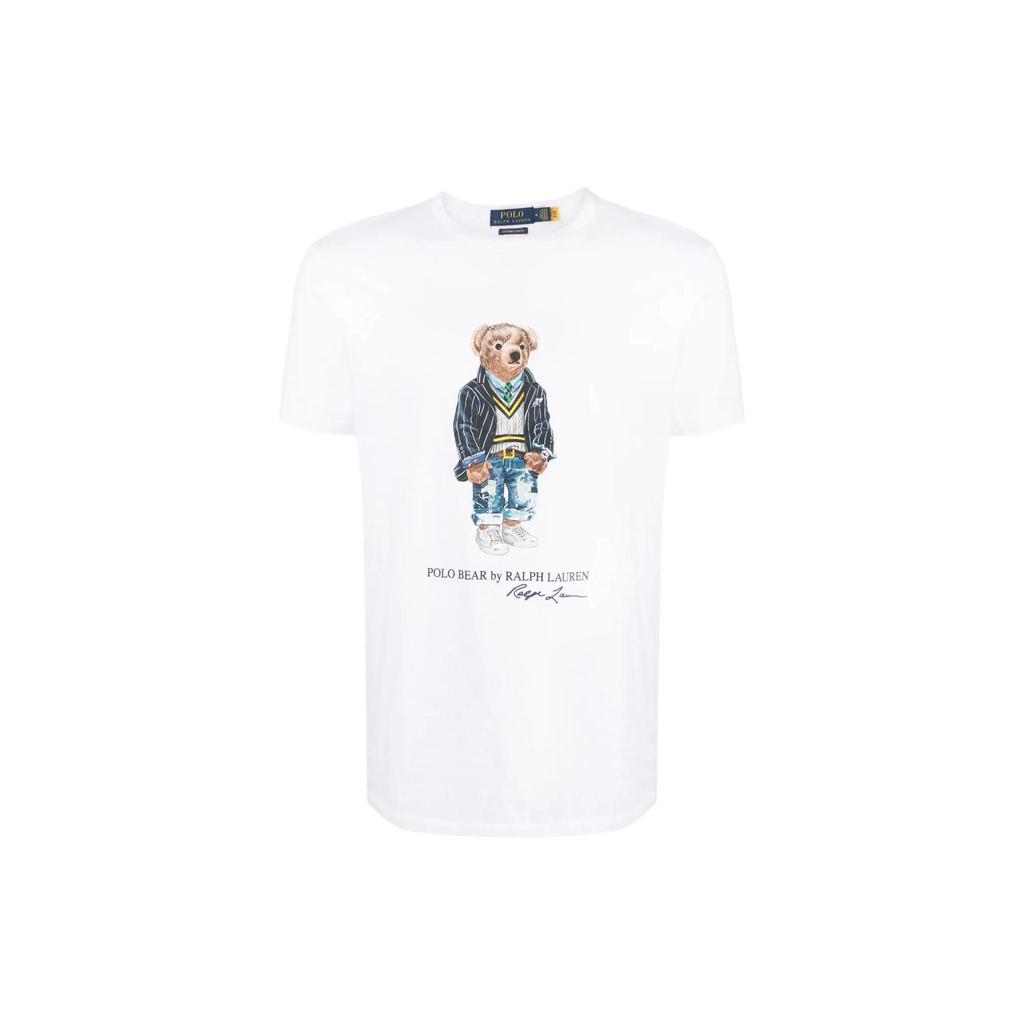 Polo Ralph Lauren SS22 Bear Print Crew Neck Short Sleeve T-Shirt Men Tops White 710853310-008