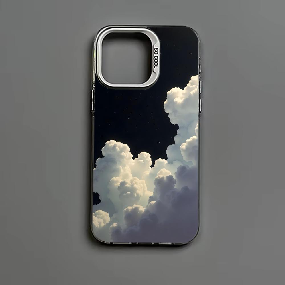 White Cloud Phone Case   for iPhone 16 15 14 13 Pro 12 11 Pro Xs X XR Max 8 7 SE Laser Hard PC+TPU Cases Back Cover