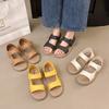 Flat-bottomed Roman sandals women's new summer soft-soled lazy Velcro casual beach shoes summer new