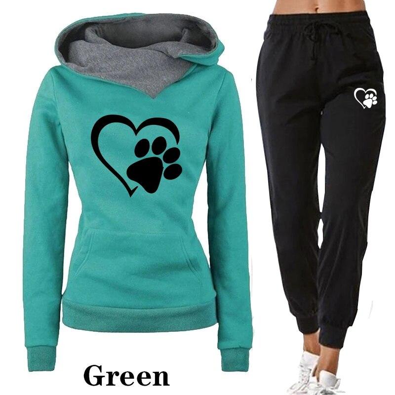 Women Hoodie Set Sportswear Suit Casual Jacket Sweatshirt + Pants 2 Pcs Set Splice Tracksuit Suit