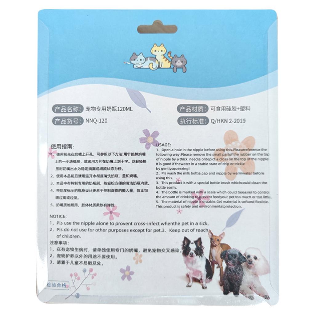 Pet Feeding Bottle Nipple Brush Set Feeding Tools Nursing Kit 4 Oz Milk Water Dispenser for Cats Kittens Small Dogs