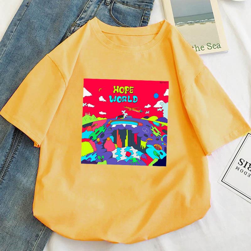 

Плюс розмір S-5XL Футболка Kpop J-hope hope world Футболка унісекс Вуличний одяг Повсякденна футболка з короткими рукавами Homme Hip Hop Top Tees Бавовняна футболка із зображенням 2XL