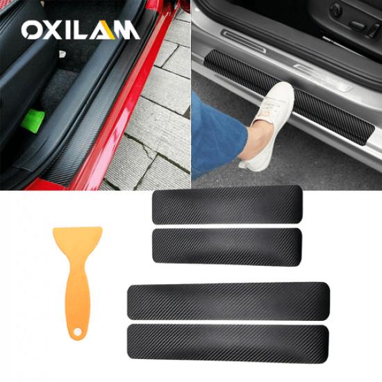 Accessories 5D Glossy Carbon Fiber Vinyl Car Film Door Plate Sill Stickers EOA