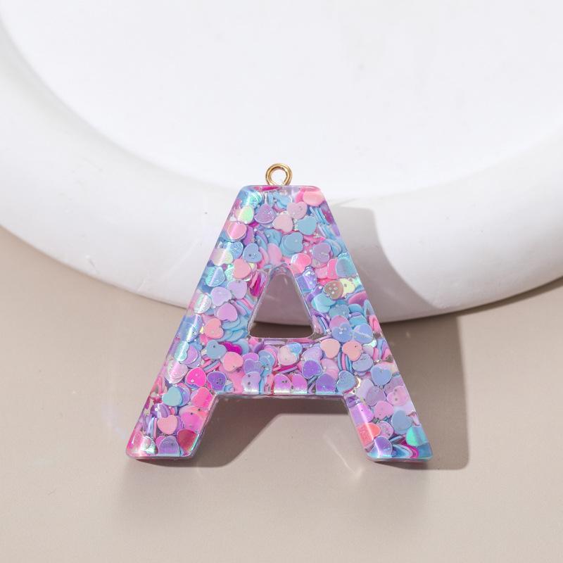 Фиолетовый Алфавит из Смолы Брелок для Ключей DIY Аксессуары для Бижутерии - 26 Букв Брелок-Подвеска для Сумки