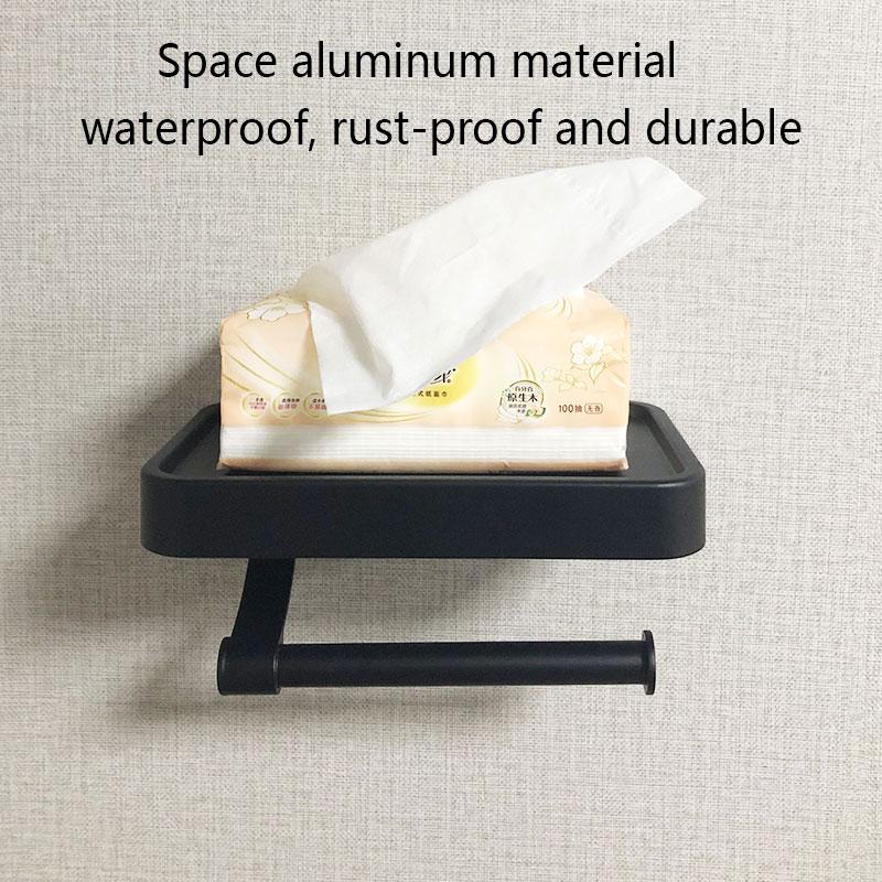 Nagelfreier grauer Toilettenpapierhalter Aluminium Wandmontierter Toilettenpapierrollenhalter Badezimmerzubehör WC Dekor Aufbewahrungsregal