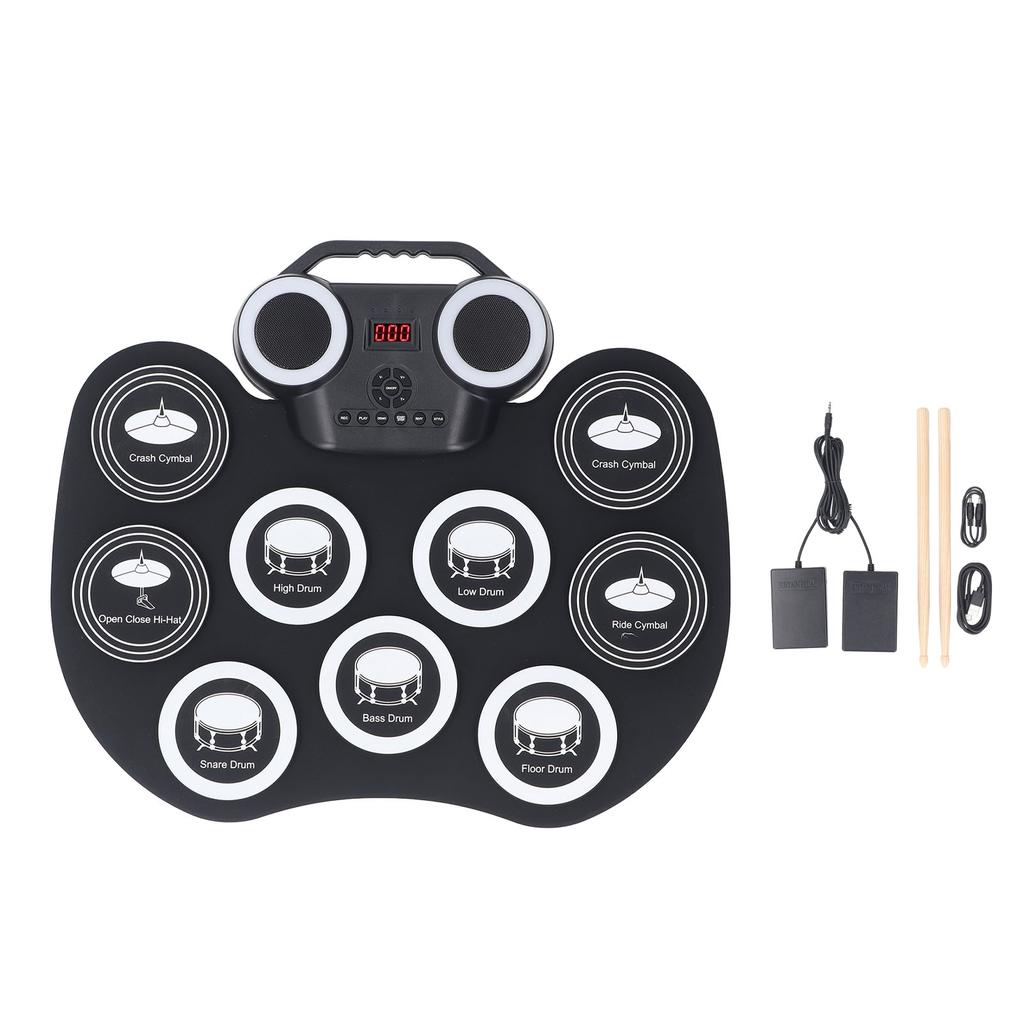 Elektronisches Schlagzeugset Tragbare Beleuchtung Elektronisches Roll-Up Übungs-Drum-Pad Handgerollt Elektronisch