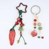 Handmade Ceramic Strawberry Pepper Keychain Vintage Style Smooth Surface Key Ring for Purse Hanging Decoration Gift