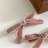 Korean Ornaments Retro Elegant Velvet Bow Hair Clip Artistic Girl Sweet Edge Clip Temperament Small Bangs Clip Hair Clip Girl