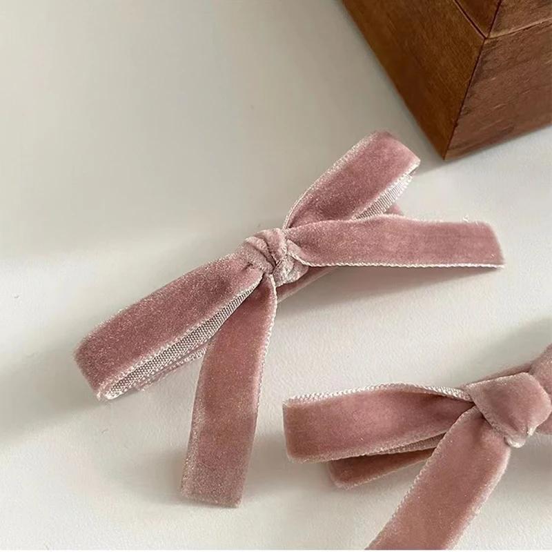 Korean Ornaments Retro Elegant Velvet Bow Hair Clip Artistic Girl Sweet Edge Clip Temperament Small Bangs Clip Hair Clip Girl