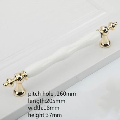 Fashion Ceramic Cabinet Handles Golden Kitchen Cupboard Door Handles Drawer Knobs European White Furniture Pulls