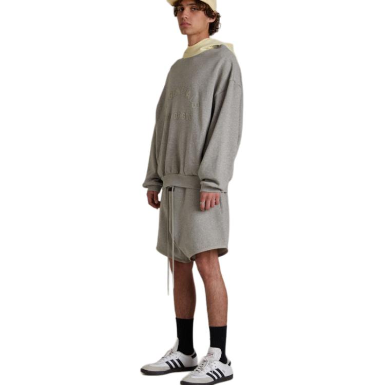 Fear of God Essentials Nylon Fleece Hoodie Dark Heather Oatmeal/Garden Yellow Men Tops Grey 202SP244311F